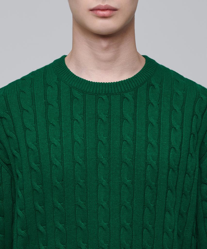 MUSINSA STANDARD Cable Crew Neck Knit [Jolly Green]