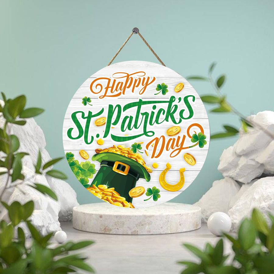 2D Плоская 20 см шляпа на день святого Патрика, деревянная настенная подвеска, декор - автомобильный воздушный шар, универсальный праздничный деревянный кулон, украшение для дома, приветственный знак для вечеринки