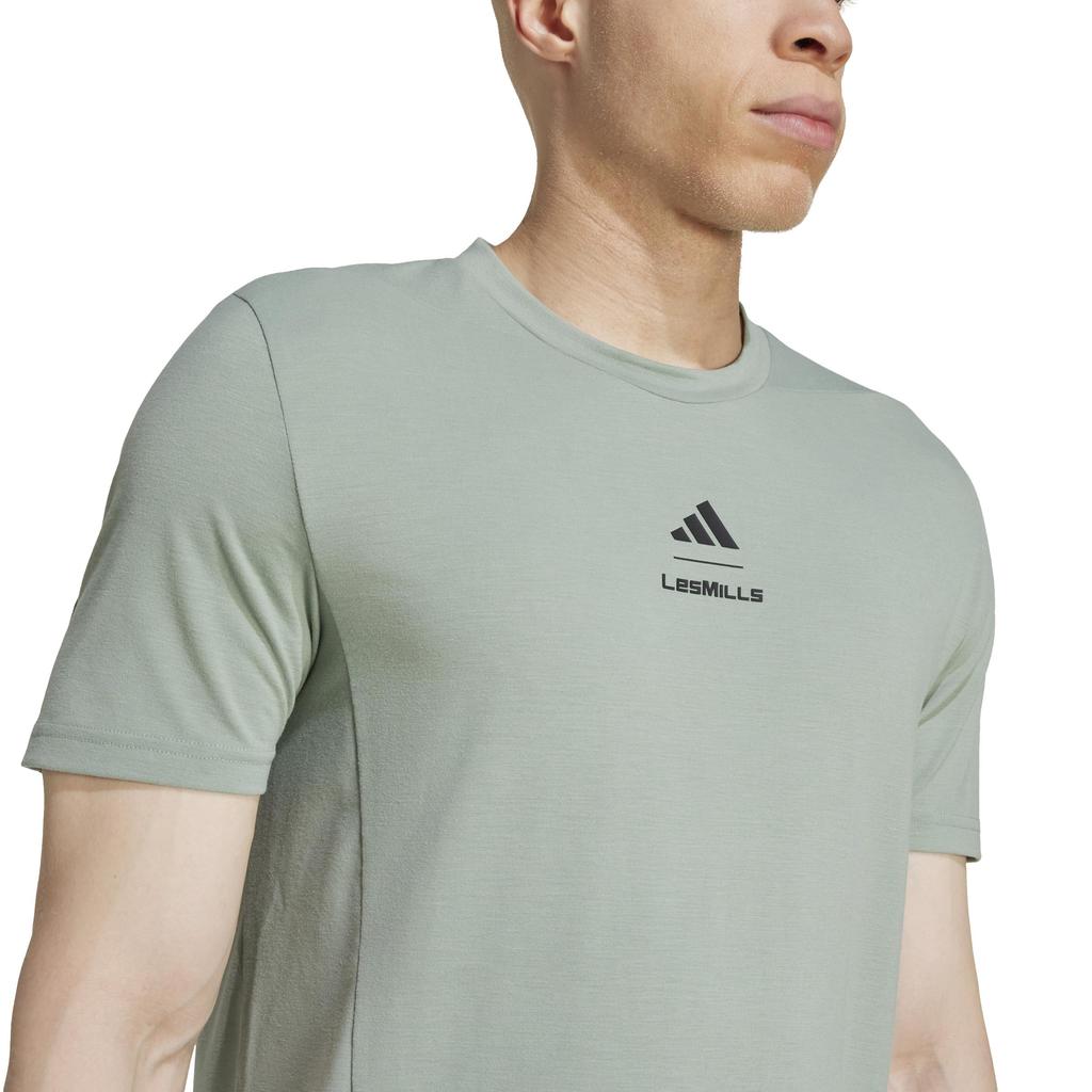Мужская футболка Adidas LESMILLS с коротким рукавом, серебристо-зеленая, размер L, KRL51, (JW1741),