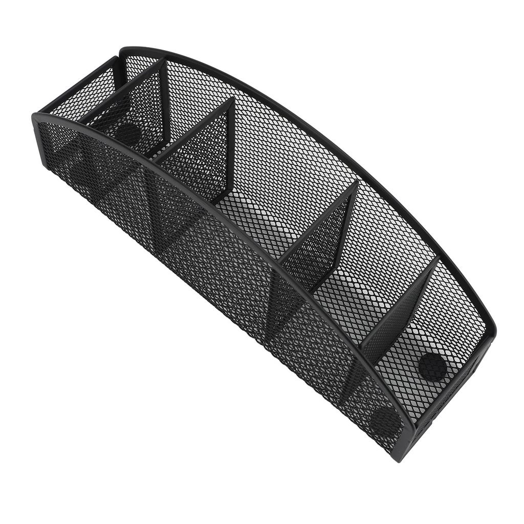 Metal Mesh Pen Holder 5 Compartments Curve Pencil Storage Organizer for Home School Office