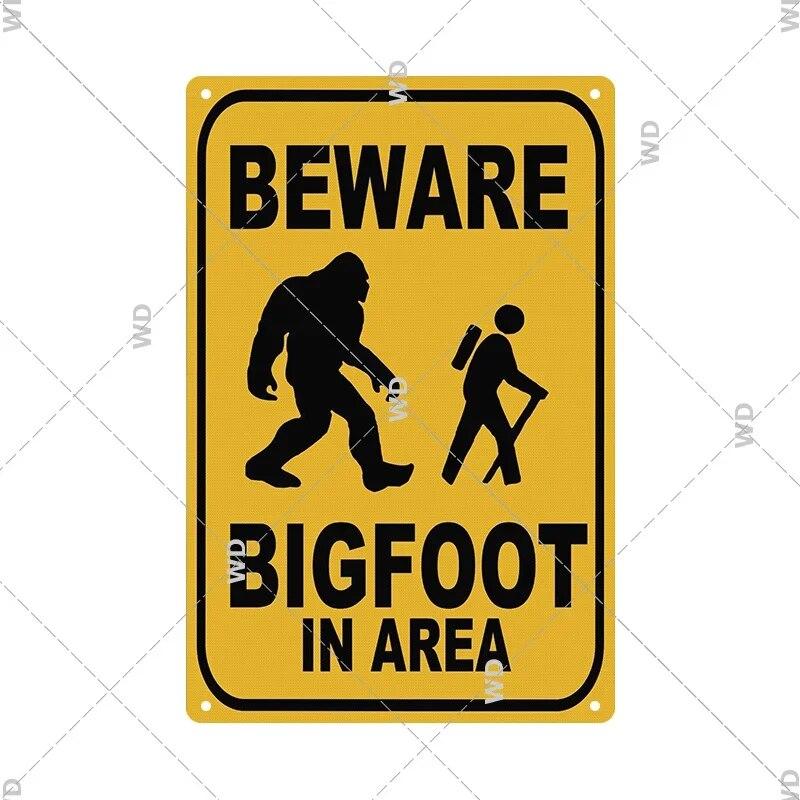 Beware Animals Dog Cat Bull Kraken Chickens Bigfoot Area Retro Tin Sign Caution Decorative Vintage Plaque Metal Poster Decor