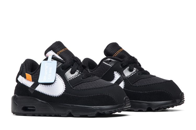 Детские кроссовки Nike Air Max 90 Off-White Черный (ТД) Черный/Белый-Конус-Черный