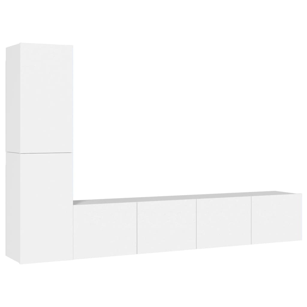 4 piece TV cabinet set white particleboard