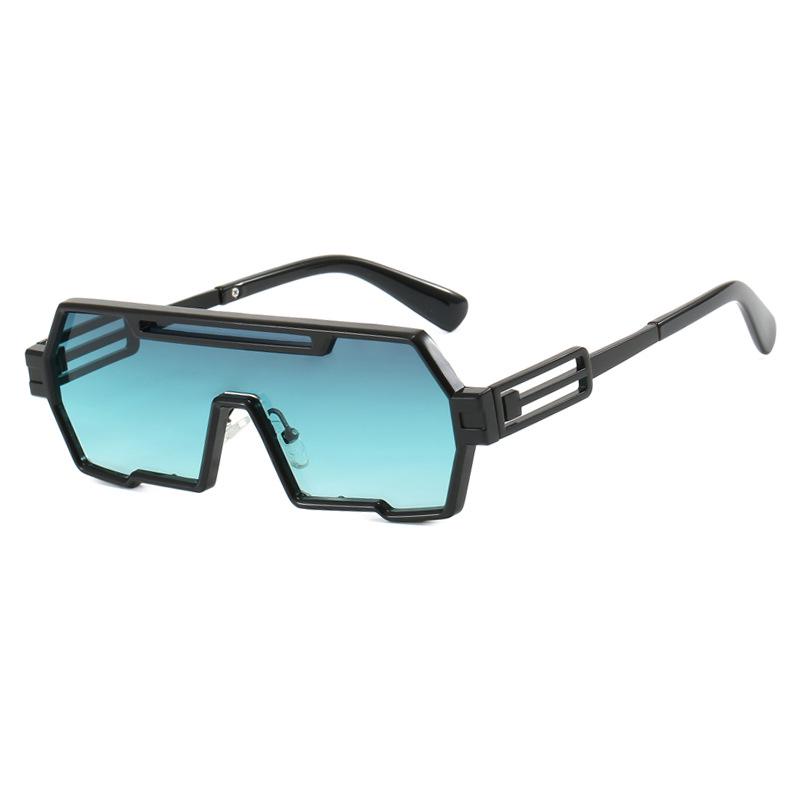 Men's Retro Steampunk Polygon Sunglasses - One-Piece, Irregular, High-End Street Style