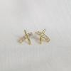 X Letter Diamond Earrings Mini Small Versatile Cross Earrings for Women Cold Style Women