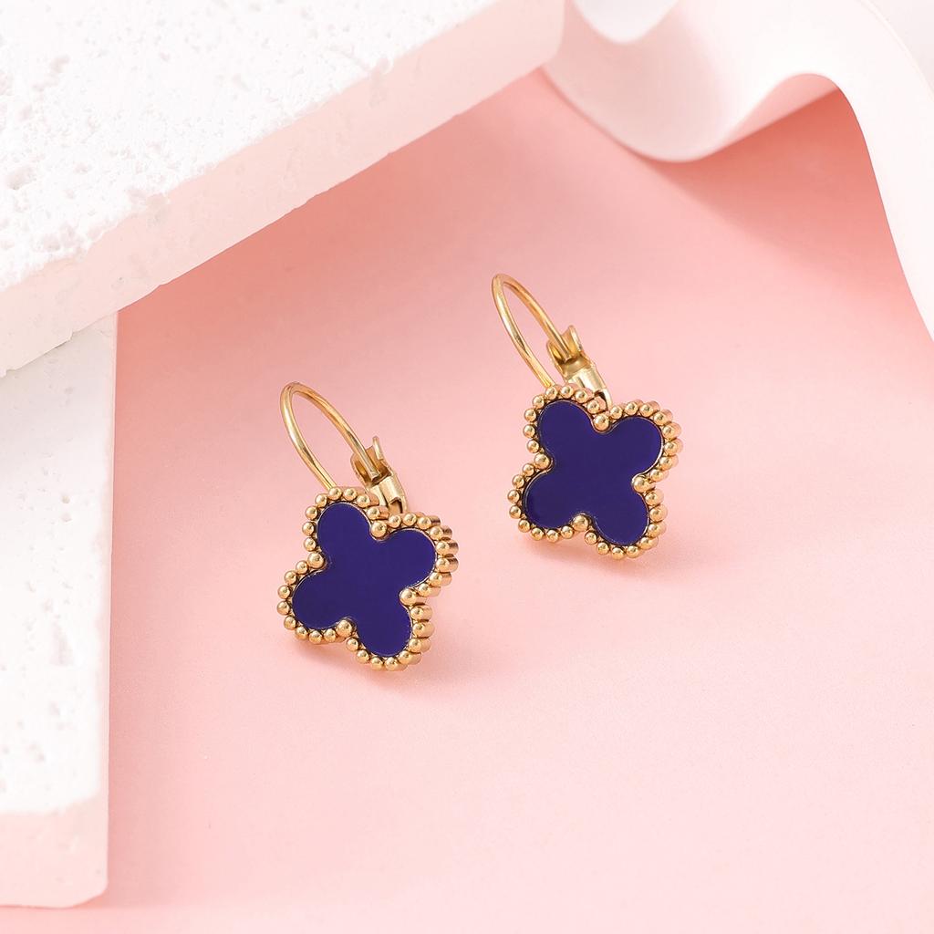 13mm Four-Leaf Clover Earring Clasp Titanium Steel Does Not Lose Colour Fashion Earrings Delicate Women's Earrings