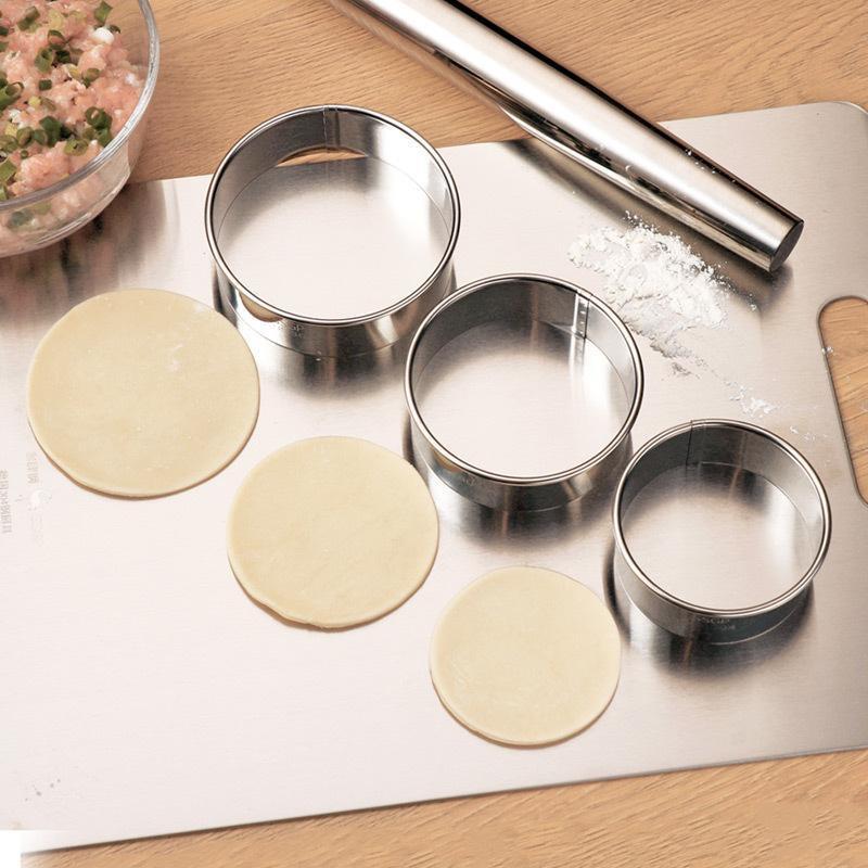 5pcs Round Biscuit Mold Steel Dumpling Skin Cutting Mould DIY Cake Pastry Baking Cutting Maker Tools Food Prep Area Gadgets