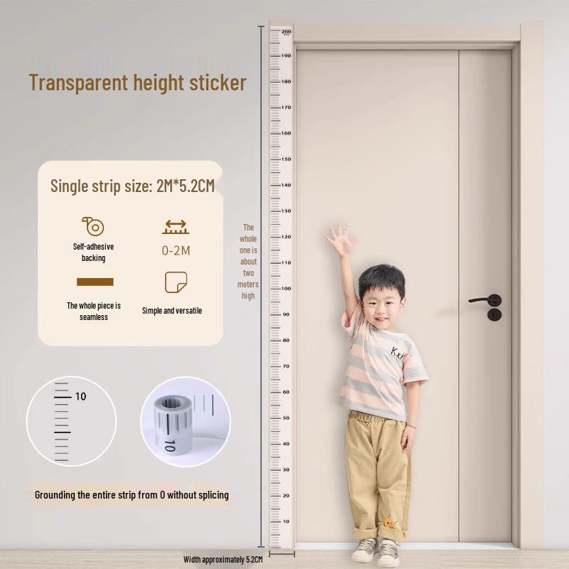 Transparent Removable Wall Height Chart for Kids - Accurate and Damage-Free Measurement