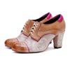 Fashionable Rose Lace Up High Heels Genuine Leather Pumps Handmade Retro Women's Shoes