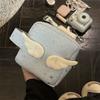 Mini Size Makeup Bag for Women Star Pattern Wings Patchwork Travel Cosmetic Organizer Multi-Purpose Space Saving
