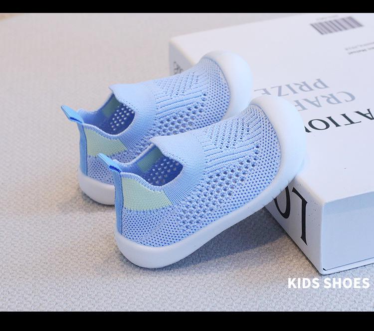 Детская дышащая обувь из сетки Flyknit - Мягкая подошва с защитой от столкновений, Конфетные цвета, Унисекс, Повседневная обувь для малышей