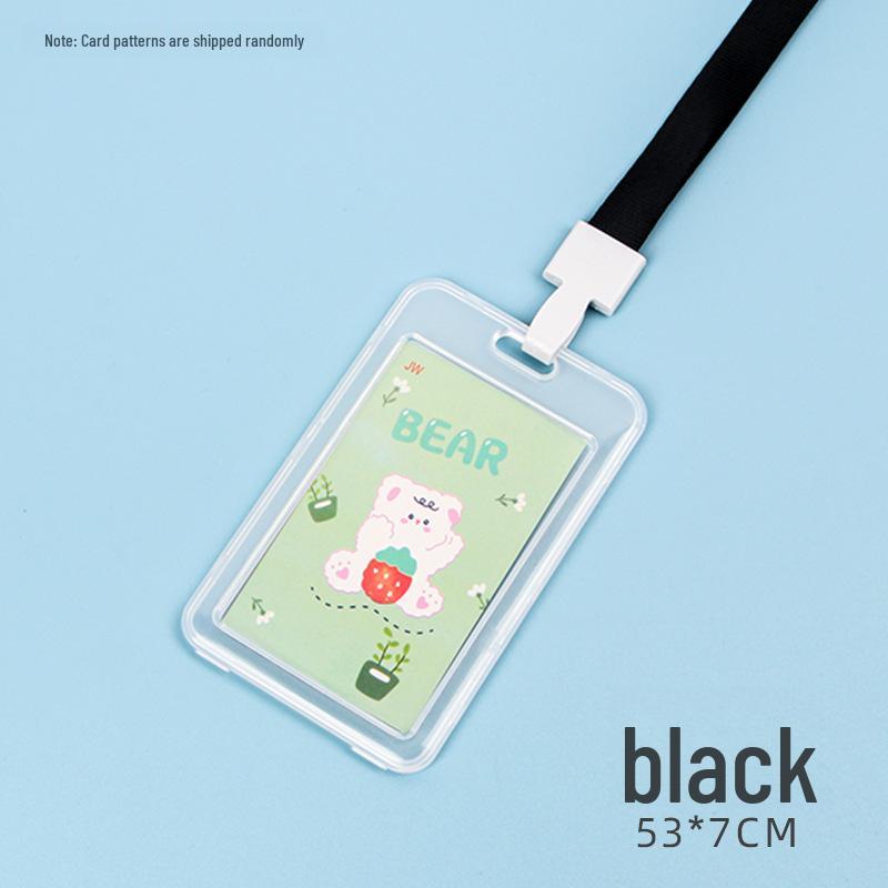 Student Cartoon Clear Badge Holder with Lanyard for ID or Bus Card