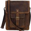 New Leather Crossbody Bag Messenger Satchel Tablet Bag 11 Inch for Men and Women (Distressed Tan Pocket)