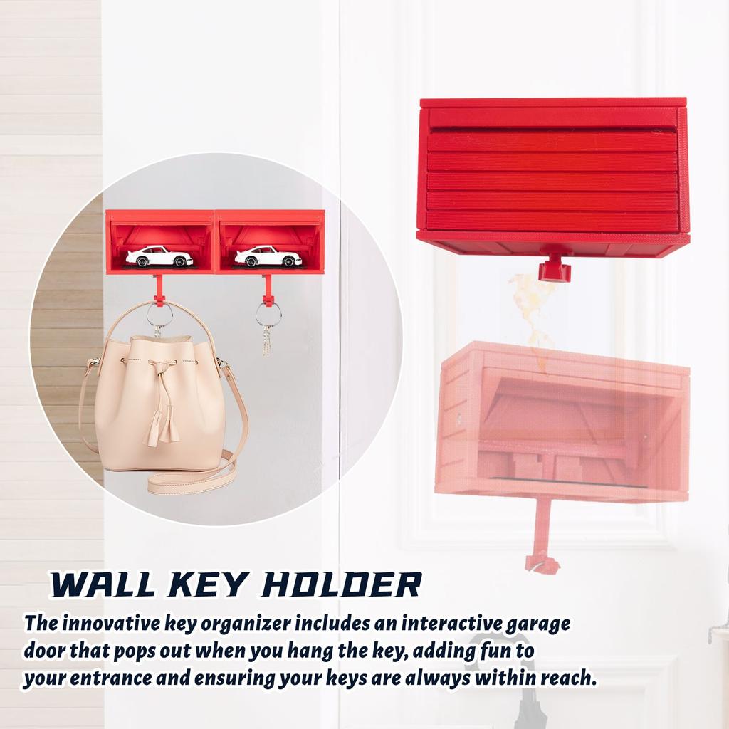 Держатель ключей для гаража с открывающейся дверью, держатель ключей для стены, забавный 3D-печатный органайзер для ключей, настенное крепление, простая установка вешалки для ключей для прихожей