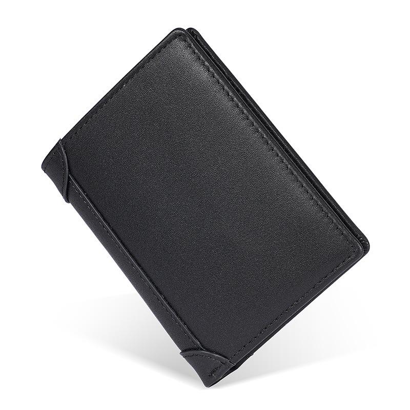 Men Business Wallets Leather Zipper Short Coin Pouch Multi-Card Photo Holder Iron Edge Korean Male Purse