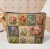 Floral Patchwork Print Cosmetic Bag Pouch, Portable and Foldable, Zipper Closure, Double-sided Birthdays Stylish Toiletry Bag