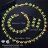 CMM Luxurious 3PCS Cubic Zirconia Dubai Gold Color Leaf Earrings Necklace Bracelet Sets