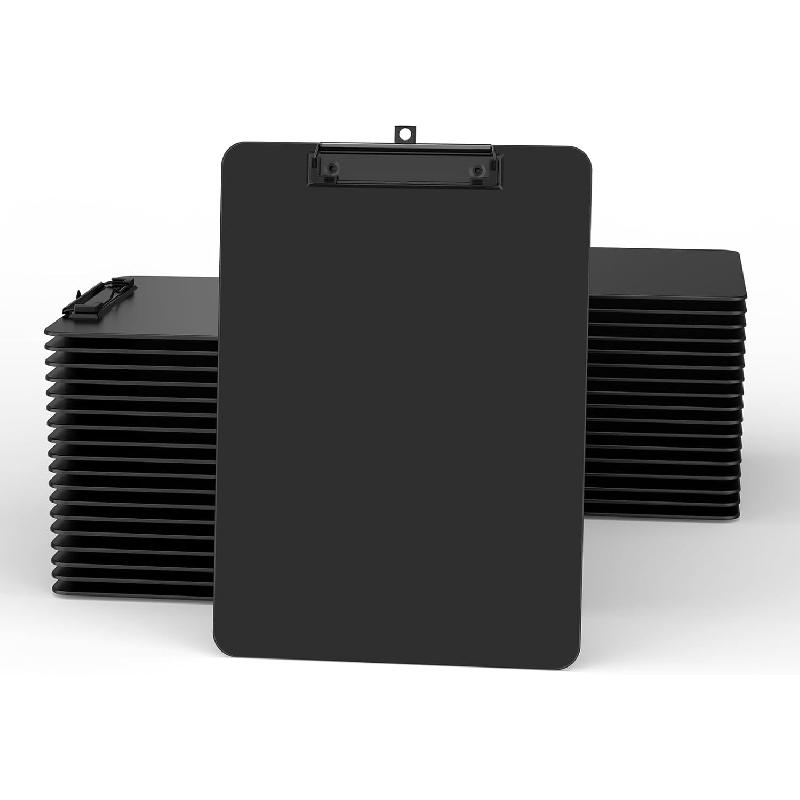 Plastic Clipboard Set of 2, 12.5 x 9'' Letter Size for Classroom, Students, Teacher, Nurse, A4 Black 8.5 x 11'' Clip Board with Low Profile Black