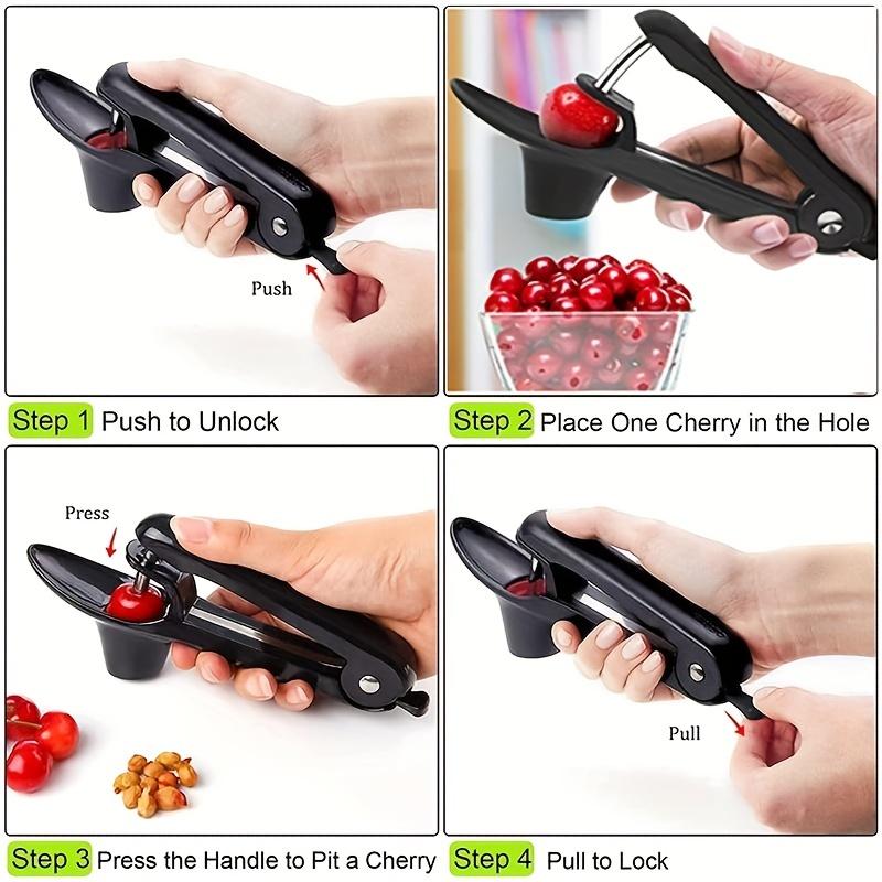Cherry Pitter Tool: Space-Saving Lock Design, Stainless Steel, Portable & Multifunctional - Make Fresh Cherries Easily!