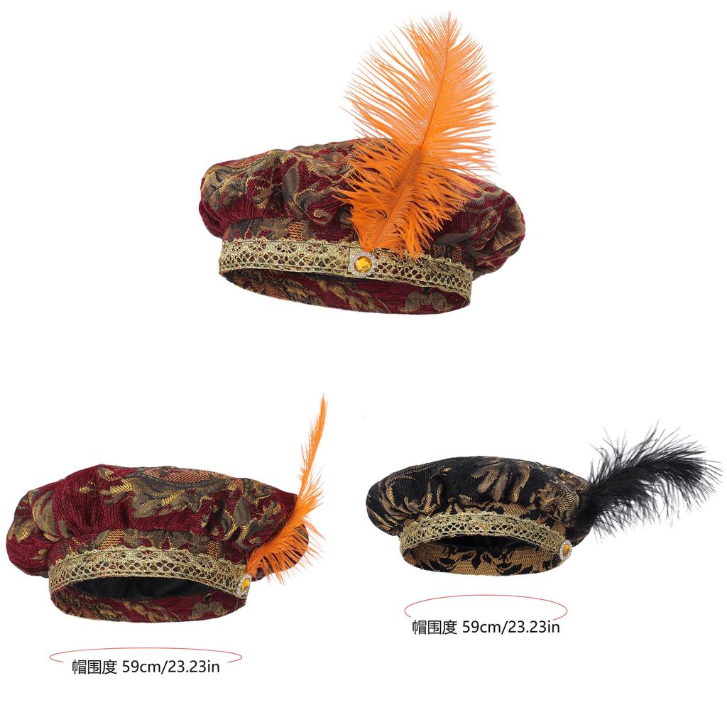 Medieval Feather Hat Vintage Renaissance Cosplay For Adults
