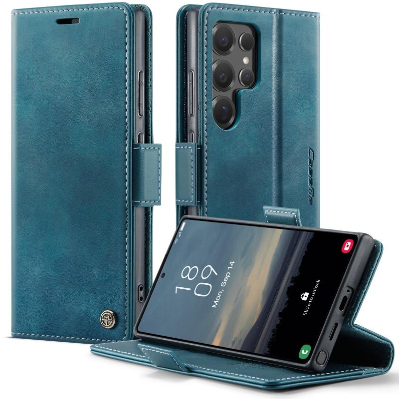 Магнитный чехол-книжка из кожи для Samsung Galaxy S26 Plus S25 Edge S24 FE S23 S22 S21 S20 Note 20 Ultra 5G с отделениями для карт