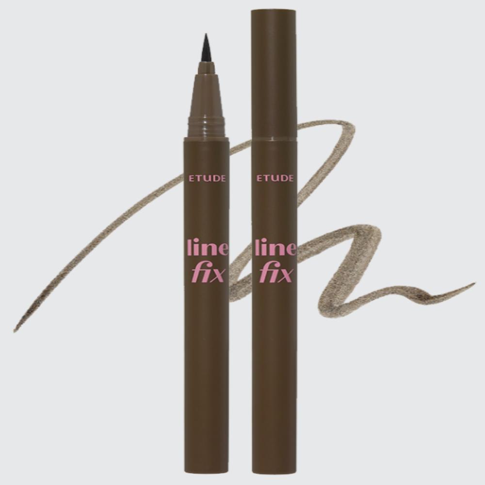 ETUDE NEW LINE FIX BRUSH LINER | Фиксированная подводка для глаз / черный или коричневый | Устойчивость к размазыванию / Водонепроницаемость / Маслостойкость / Универсальная кисть-лайнер