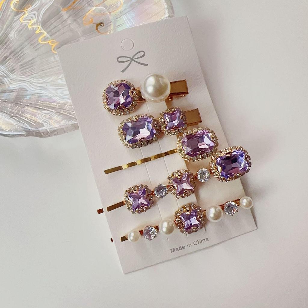 Emerald Rhinestone Retro Hair Clip for Women - Versatile, Elegant One-Word Hairpin for Bangs