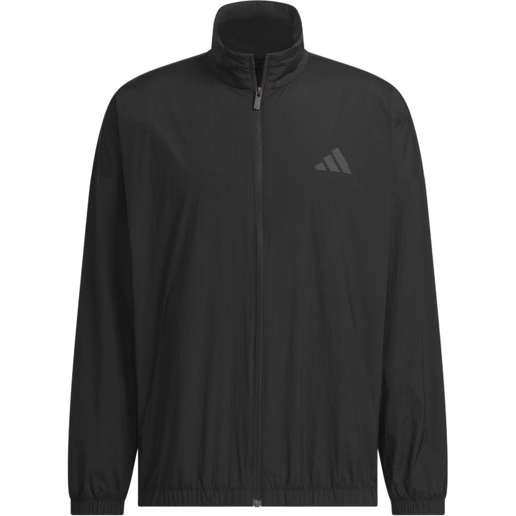 Adidas Lounge Woven Sportswear Logo Waterproof Loose Fit Stand Collar Drop Shoulder Long Sleeve Jacket Men Jacket Black JZ8408