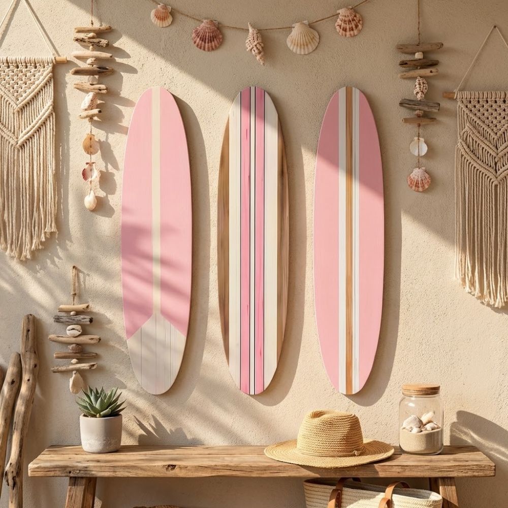 3PCS Ocean Surfboard Wall Hanging Hawaiian Style Beach Surfboard Sign Festival Decor