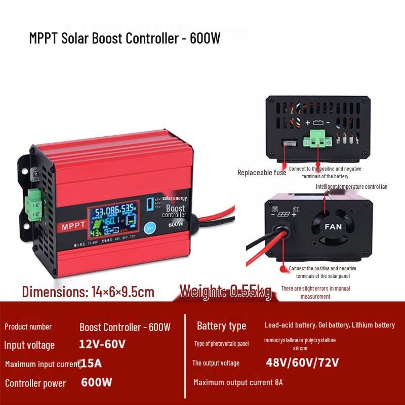 Контроллер MPPT Solar Boost и зарядки электромобилей, 600 Вт/1200 Вт, 48 В/60 В/72 В