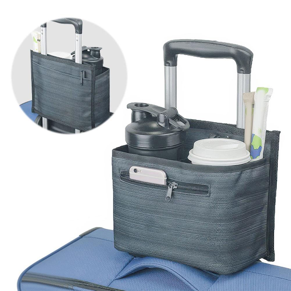 Универсальный держатель для стакана на чемодан Свободные руки Множество карманов Подставка для стакана на багаж Держатель для бутылки на чемодан Подходит для ручек чемоданов на колесиках