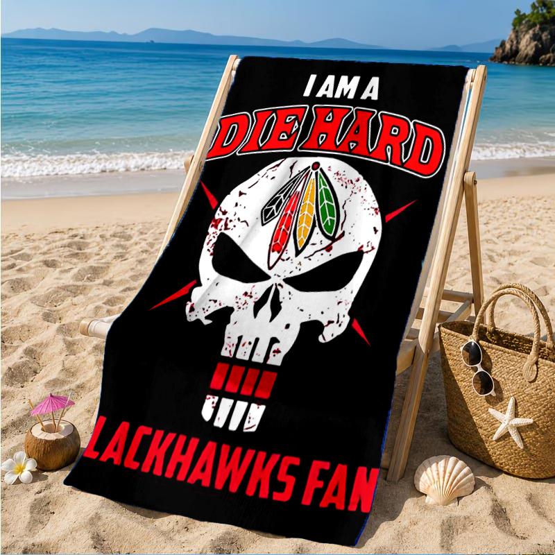 Chicago Hockey Beach Towel, Super Soft Microfiber, Perfect Gift for Her/Him, Birthday, for Pool, Beach, Travel, Decor Beach Party
