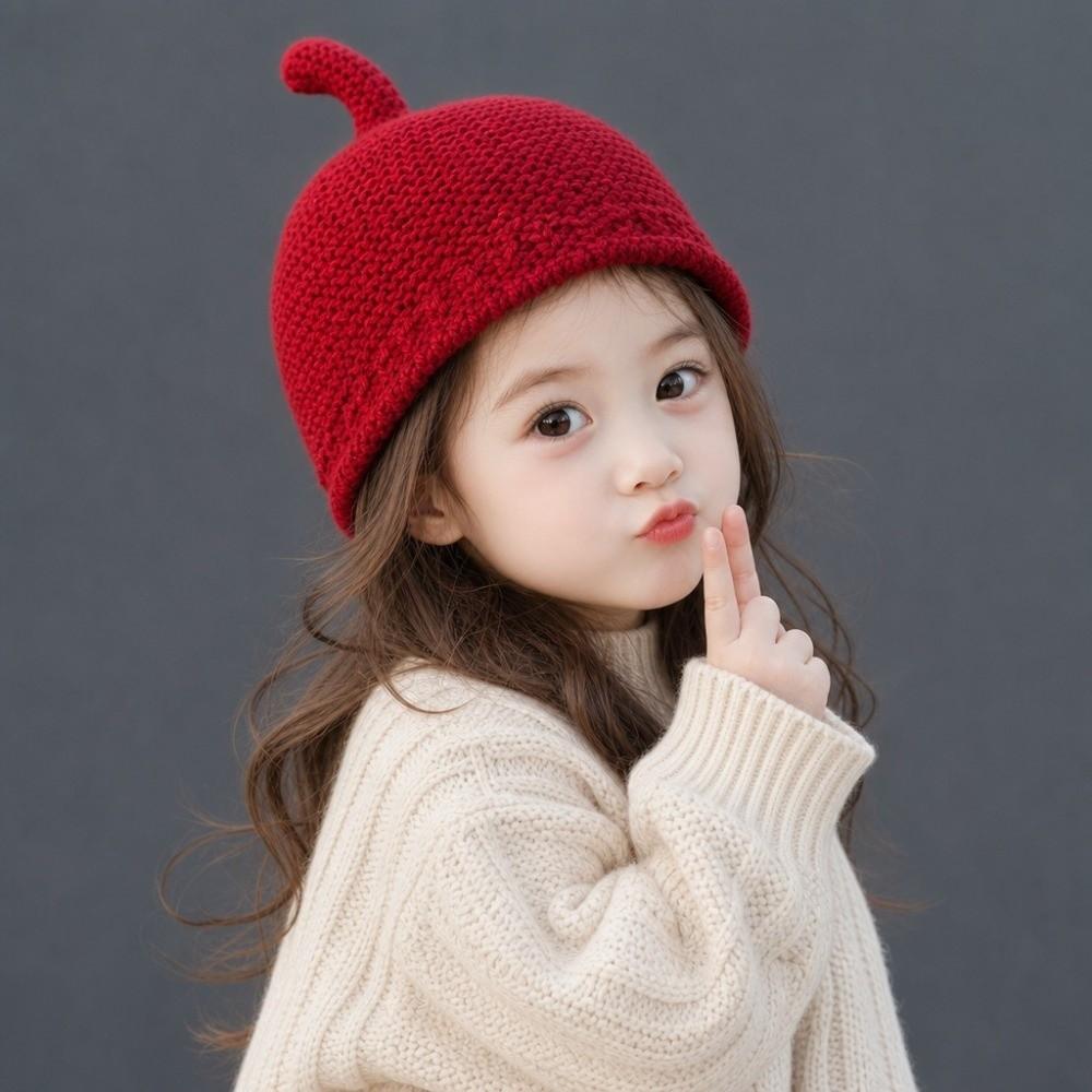 Multi Color Baby Knitted Hat No Brim Knit Pacifier Cap Soft Round Top Hat Autumn