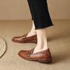 Модные НОВЫЕ Весенне-Осенние Женские Лоферы Обувь из Натуральной Кожи для Женщин Квадратный Носок Низкий Каблук Женские Туфли-Лодочки Лаконичные Ретро Мягкие Черные Туфли