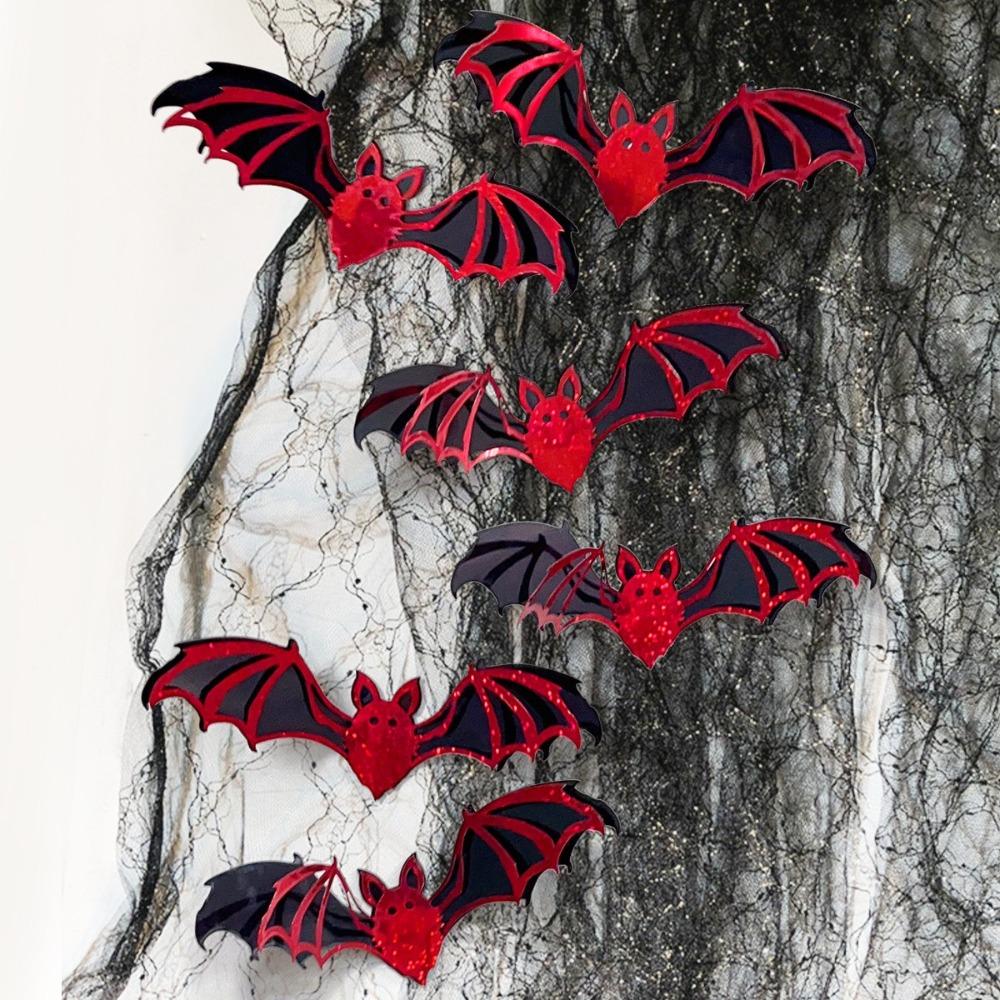 6/12PCS 3D Bats Halloween Window Bat Stickers DIY Bat Wall Decal Halloween Decoration  Party Favors