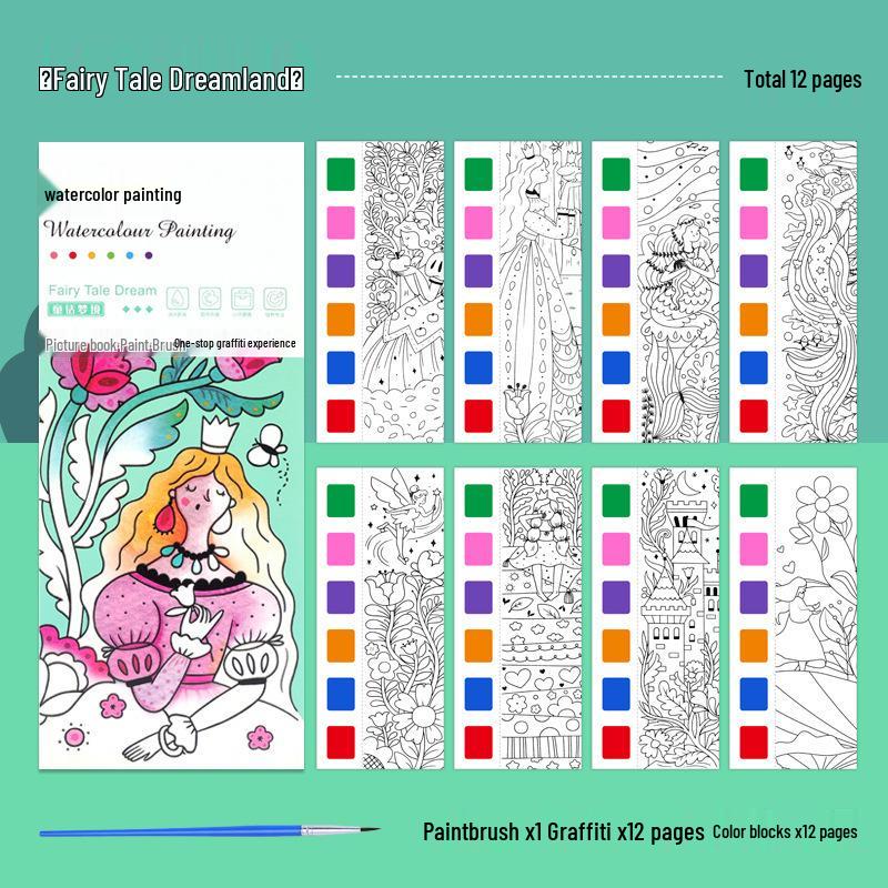 Portable Watercolor Doodle & Painting Book for Kids with Gouache Paints