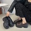 Лоферы женские 2025 осень новая мода универсальные квадратный носок ретро платформа британский стиль маленькие кожаные туфли универсальные одинарные туфли