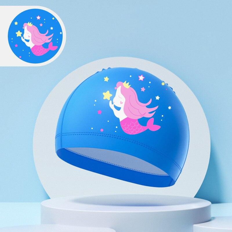 Детские шапочки для плавания для мальчиков и девочек, детская милая шапочка для плавания с героями мультфильмов, высокоэластичная водонепроницаемая шапочка для защиты ушей из искусственной кожи