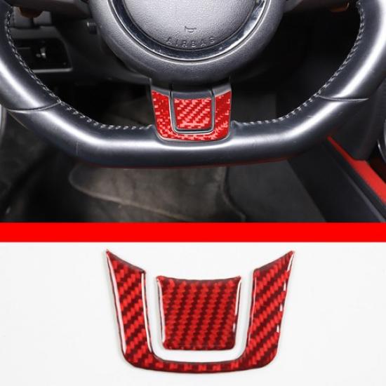 For Jaguar F-TYPE 2013-22 Steering Wheel Bottom Panel Trim Red Carbon Fiber