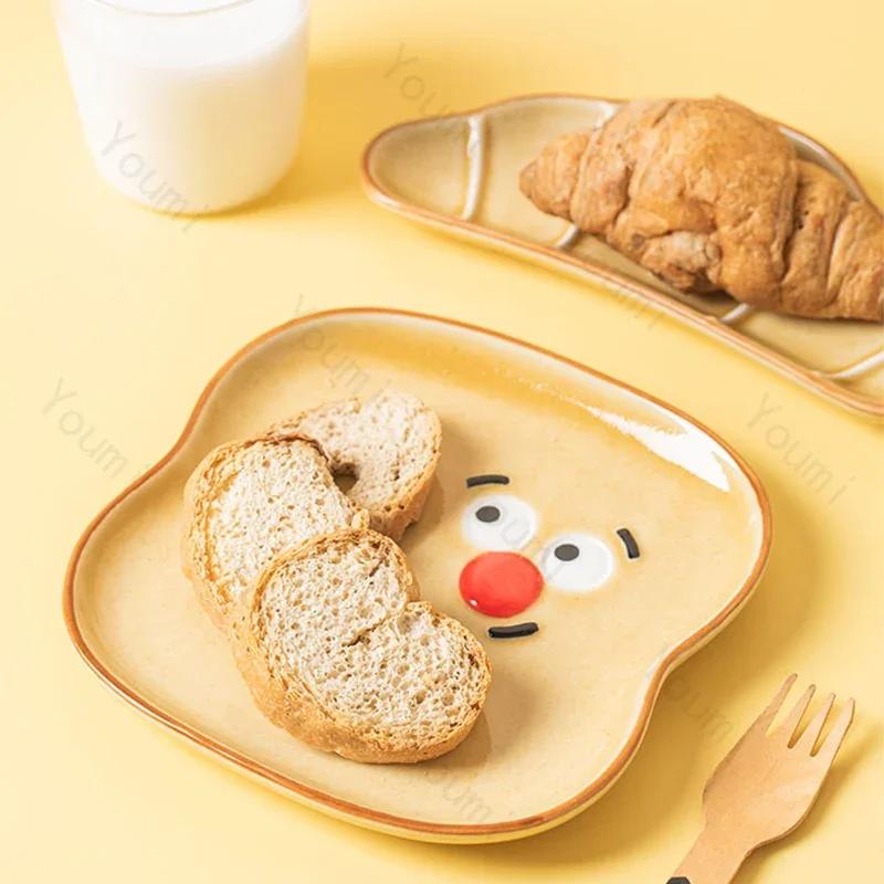 Креативные квадратные керамические тарелки, симпатичные тарелки для послеобеденного чая, закусок, десертов, домашних завтраков, фруктов, сэндвичей, уникальная посуда