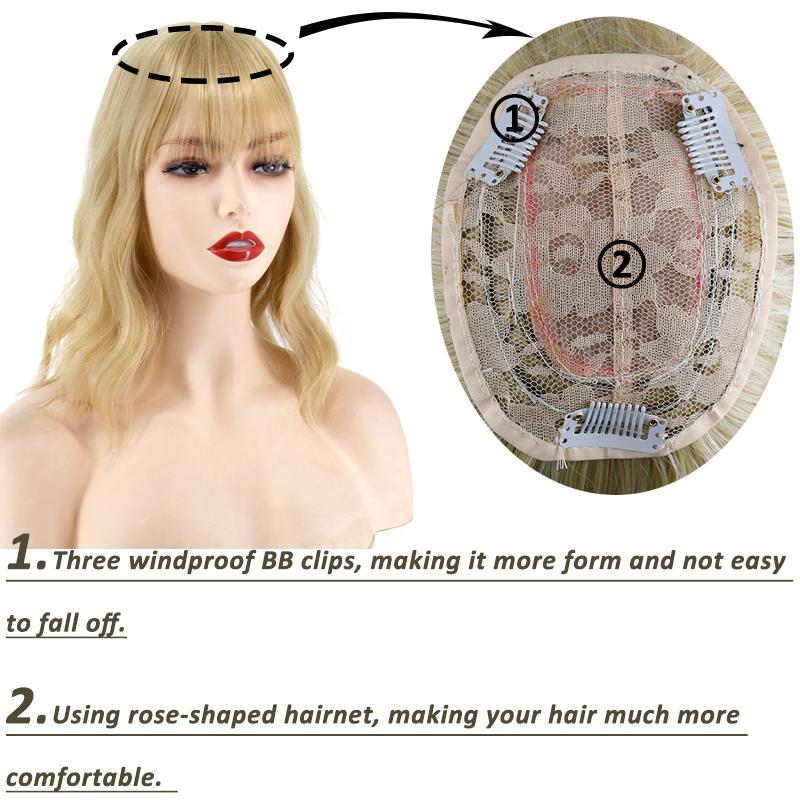 MERISIHAIR Женские короткие волосы с челкой, натуральный волнистый зажим на парике из синтетического волокна, подходит для косплея, вечеринки, повседневного использования