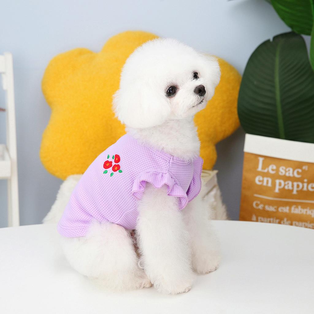 Лето 2023, Ins, одежда для домашних животных, новая одежда для домашних животных, одежда для щенков, вафельная майка с летающими рукавами