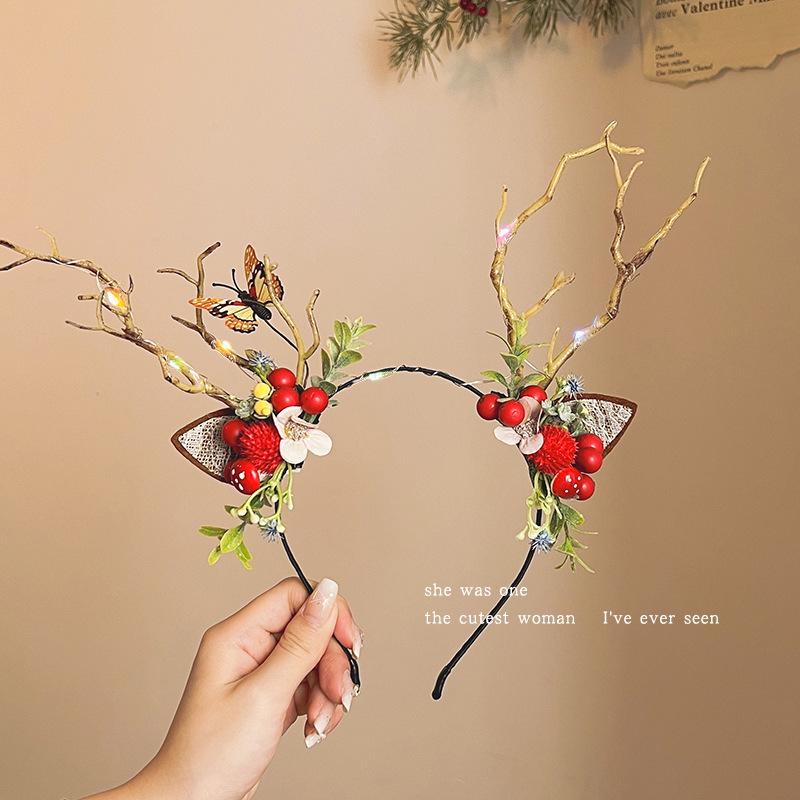 Женская рождественская плюшевая шапка, повязка на голову, аксессуары для волос