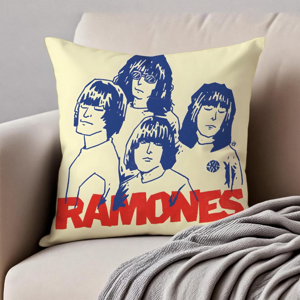 Band Punk RRamones Cushion Cover Pillowcase Antidustmite Invisible Zipper Short Plush Sofa Cushion