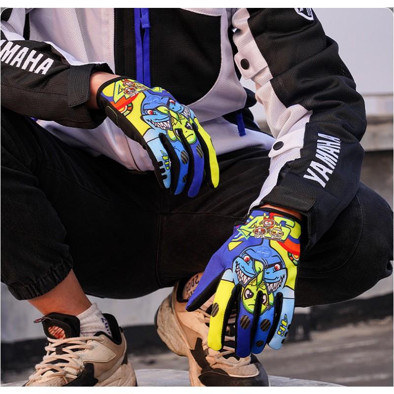 Full Finger Motorcycle Gloves Off-Road Riding Breathable Nylon With Anti-Slip Palm Mens Adult Protective Gear