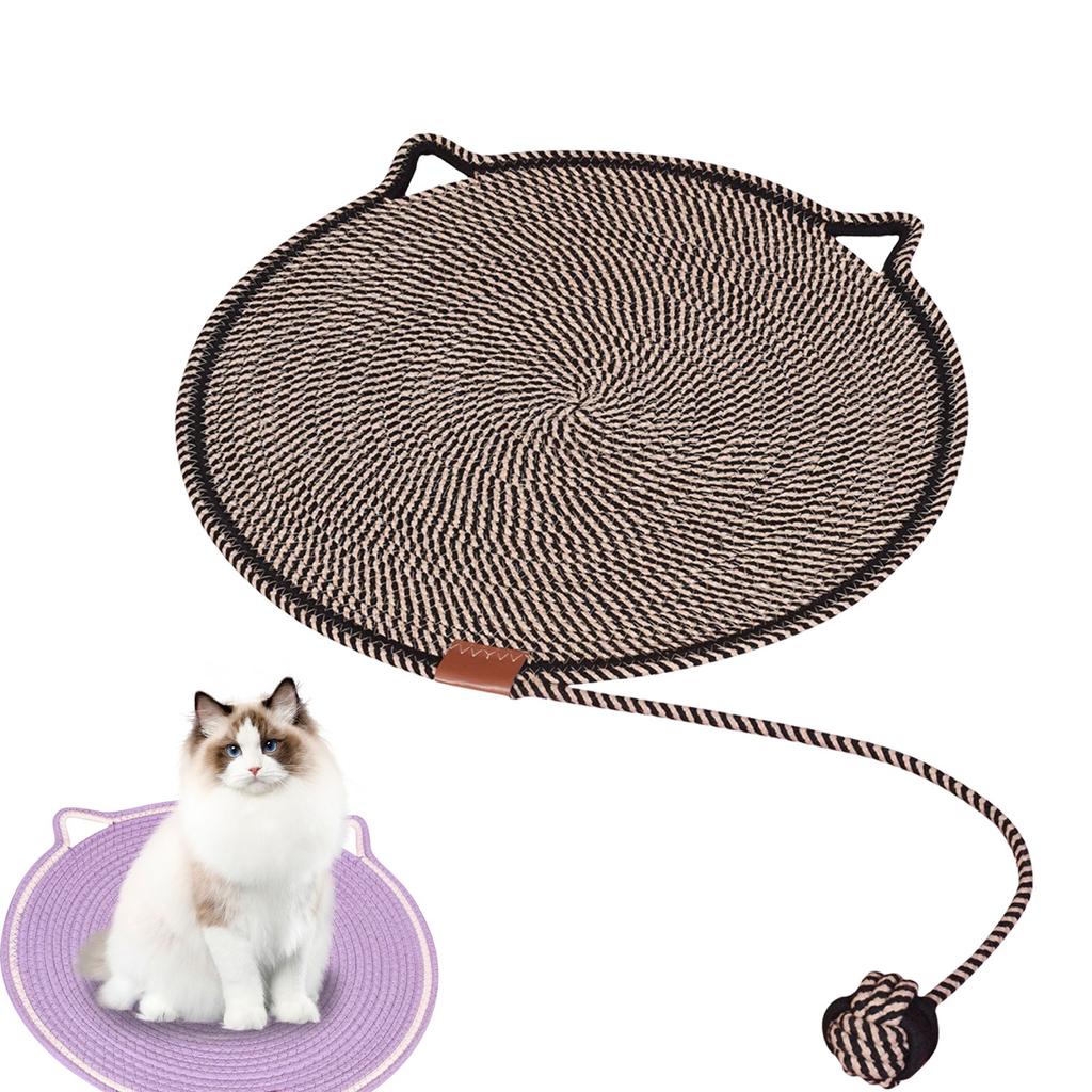 42CM Woven Cat Scratching Pad With Fish Toy, All-Season Pet Resting Mat For Cats