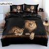 Пододеяльник с черным львом, простыня, подушка, комплект постельного белья из трех предметов