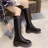 Длинные ботинки Мартин женские 2025 зима новые до колена студенческие на шнуровке женские ботинки бархатные корейская версия одинарные ботинки тонкие ботинки