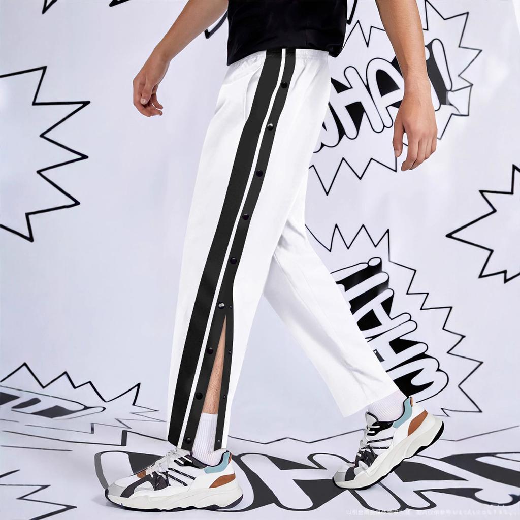 Men's Colorblock Buttoned Basketball Pants Men's Outdoor Sports Casual Pants