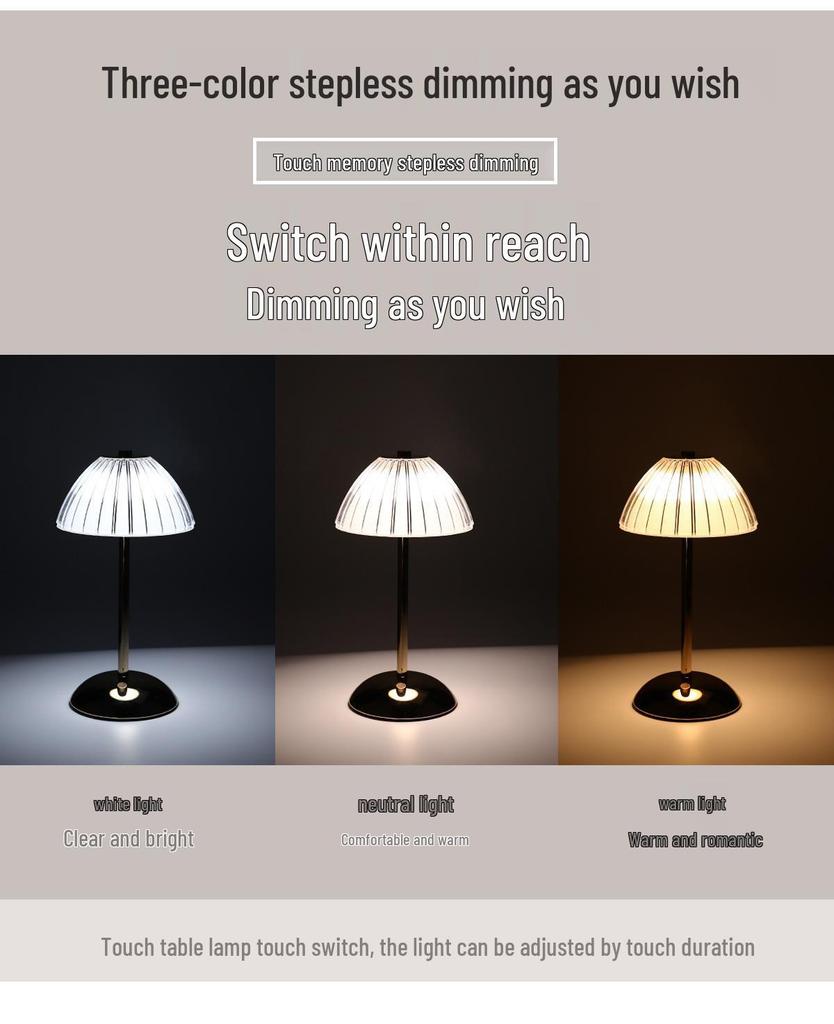 Crystal Retro Bedside Lamp - Luxury Rechargeable Night Light for Master Bedroom